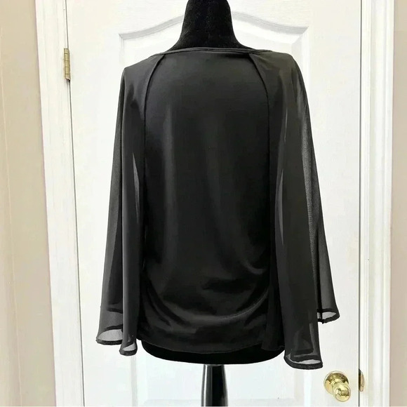 Ricki’s Blouse  Chiffon Angel Slit Sleeve Top Sheer Overlay Cut Outs Black Small - Picture 13 of 15